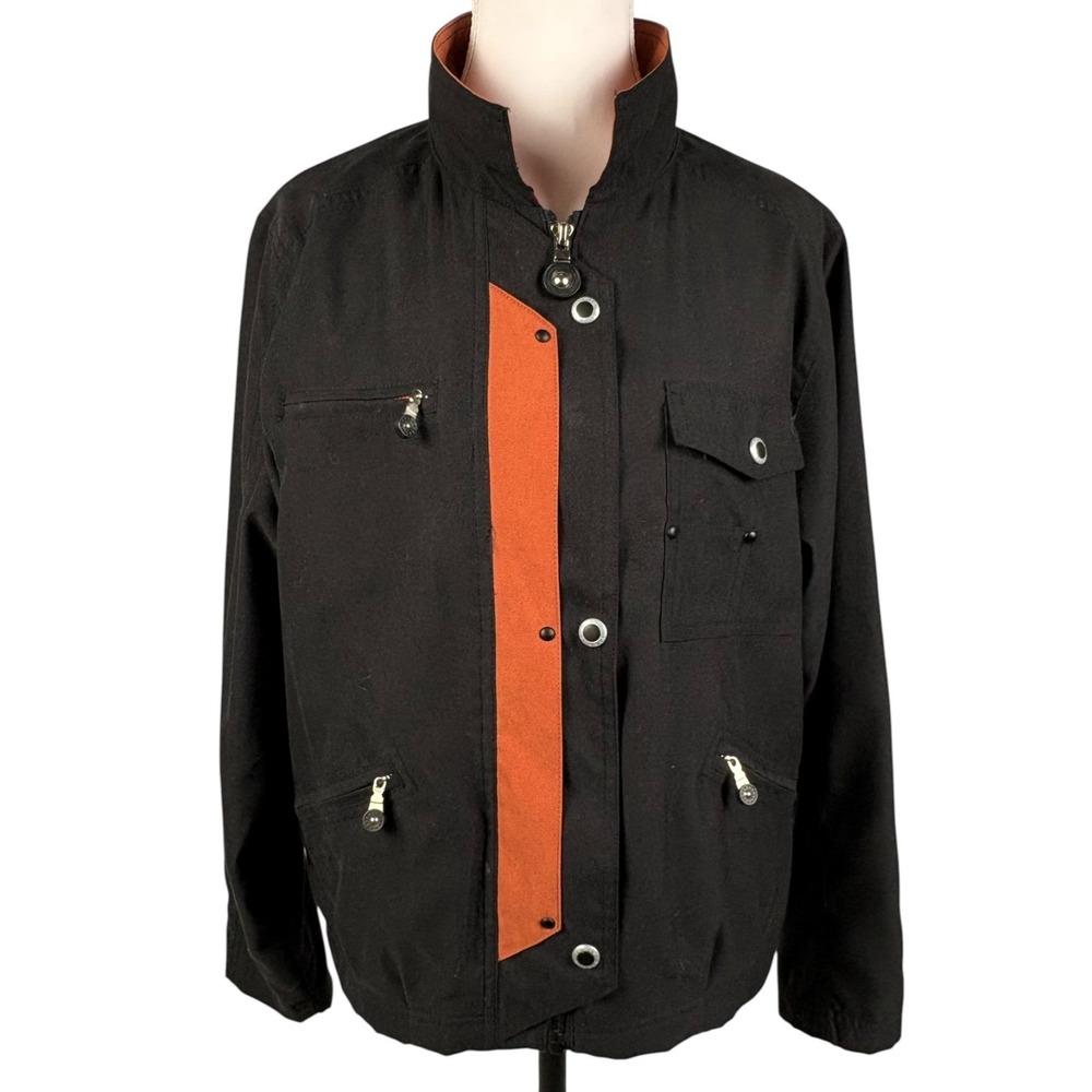 Jamie Sadock 80s Vintage Bomber Sport Jacket Womens S Black Rust Barbicore